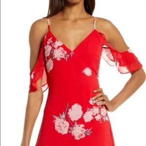 Love in Bloom Floral Cold Shoulder High-Low Dress